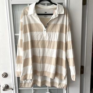Collared striped tunic shirt